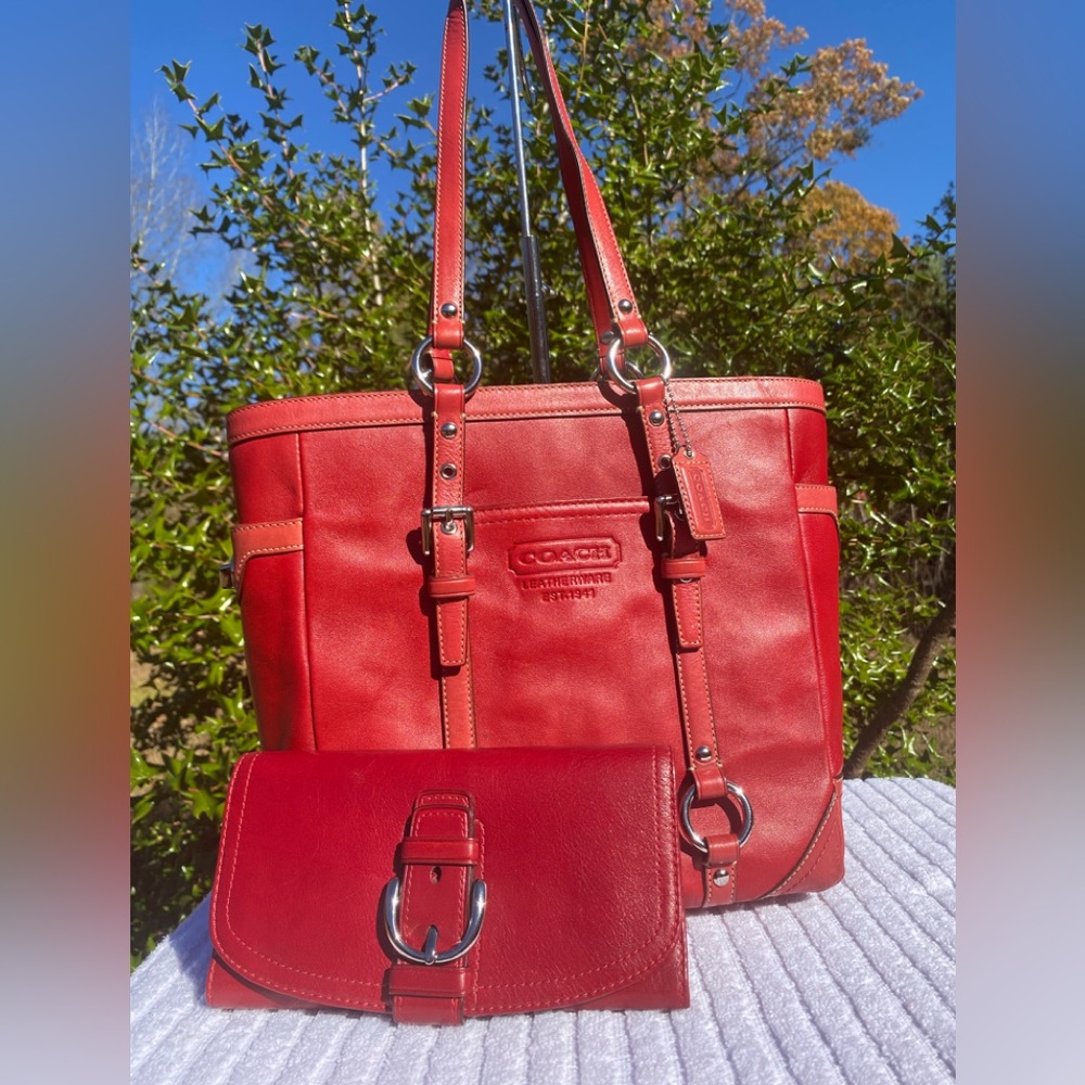 COACH Leather Lunch Tote & Wallet